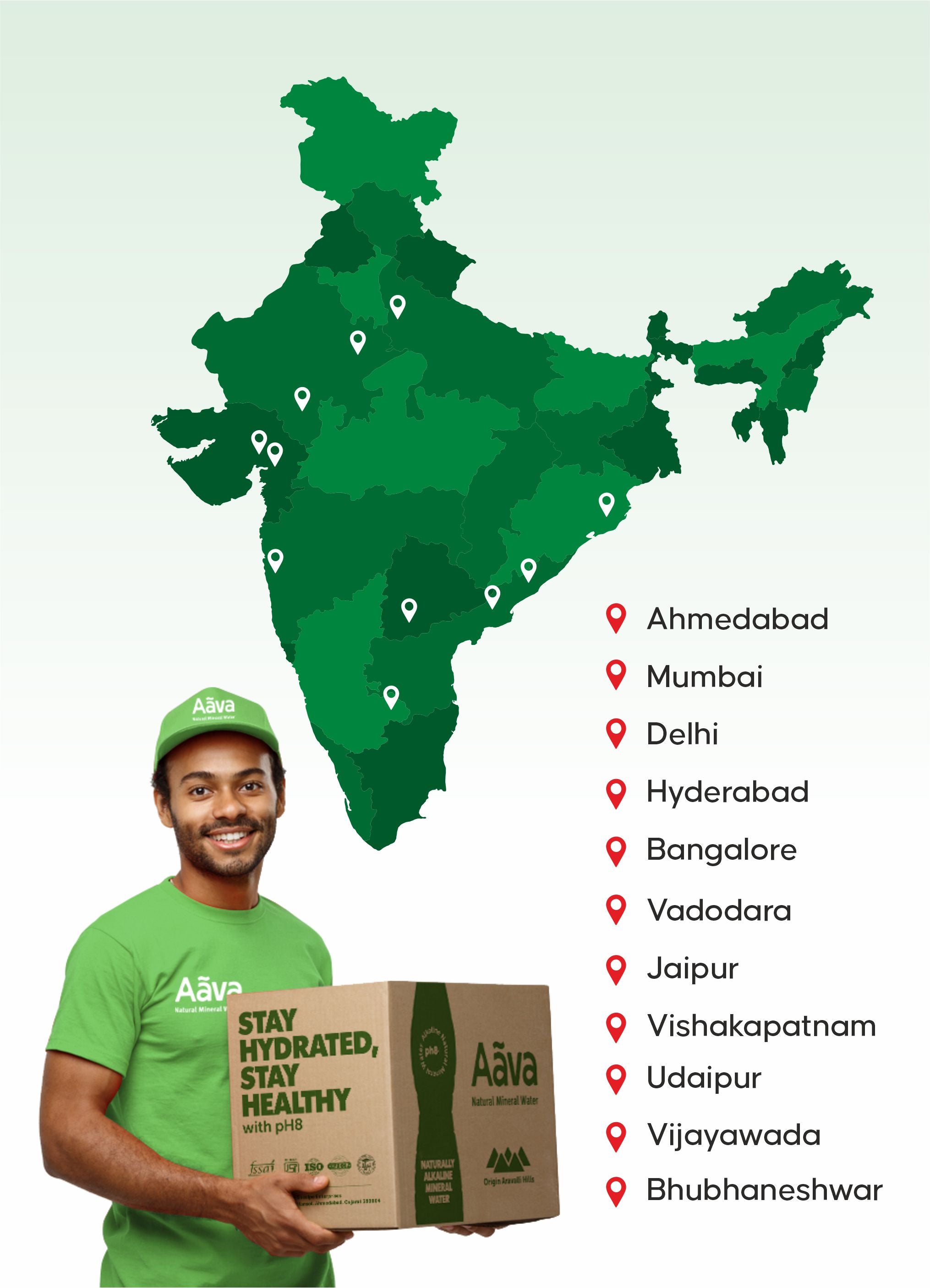 Map showing store locations in India